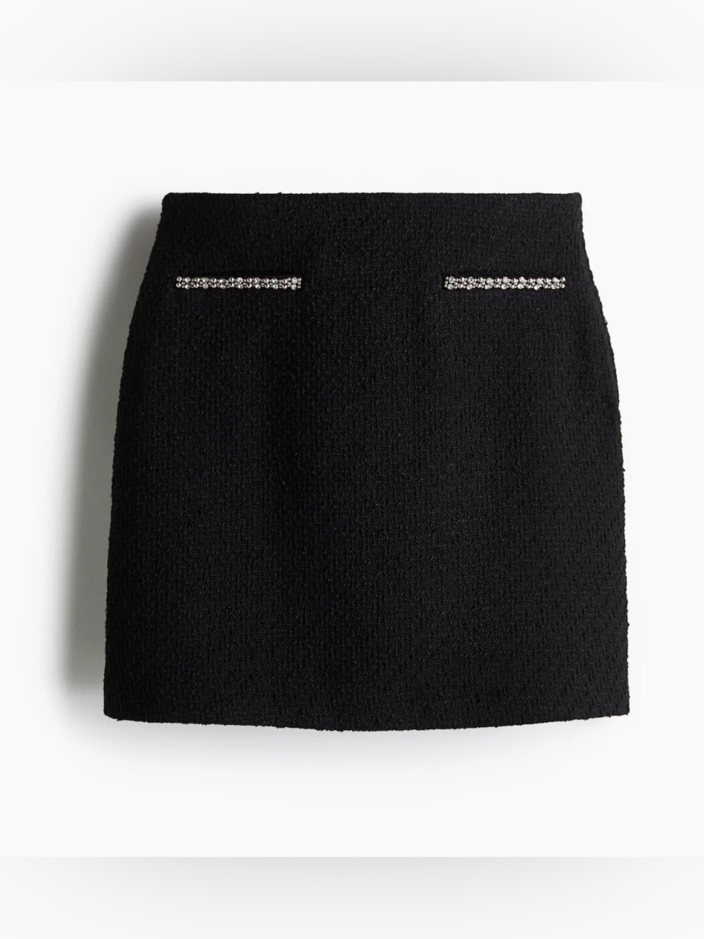H&M Boucle Mini Skirt with Embellished Pocket Trim